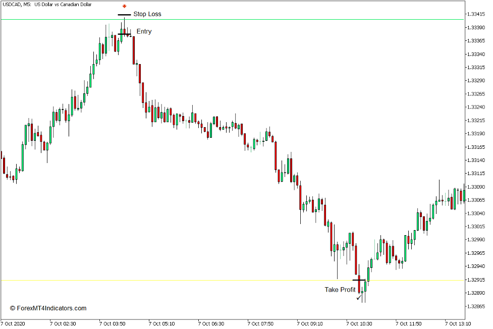 Pivot Points Indicator for MT5 4 How to use the Pivot Points Indicator for MT5 - Sell Trade