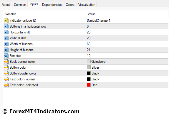 Symbol Changer MT4 Indicator 2 Symbol Changer MT4 Indicator Settings