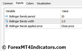 Bollinger Bands Color MT5 Indicator 5 Bollinger Bands Color MT5 Indicator Settings