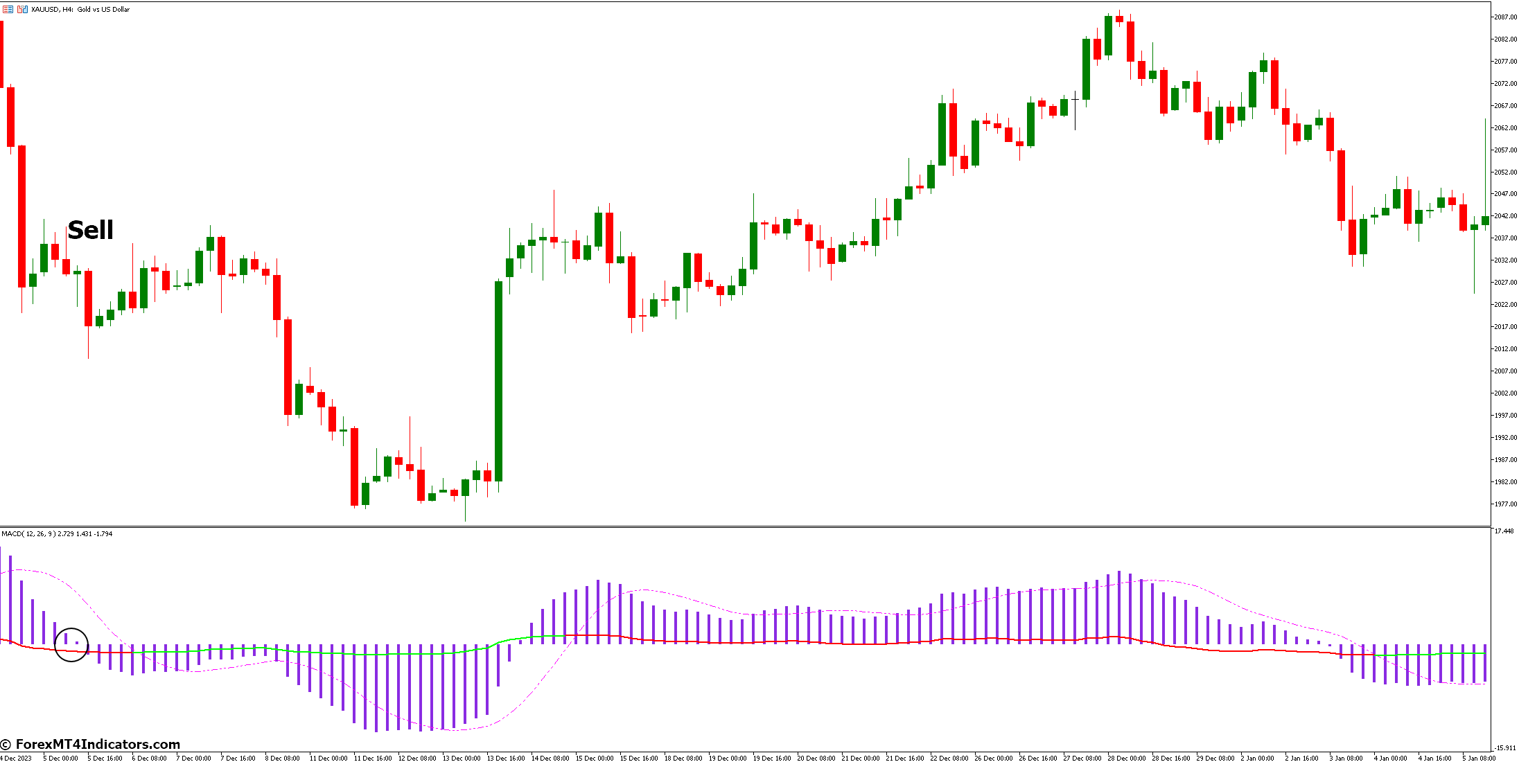 MACD RSI Indicator for Metatrader 5 3 How to Trade with MACD RSI Indicator - Sell Entry