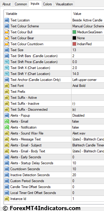 Blahtech Candle Timer MT4 Indicator 2 Blahtech Candle Timer Indicator Settings