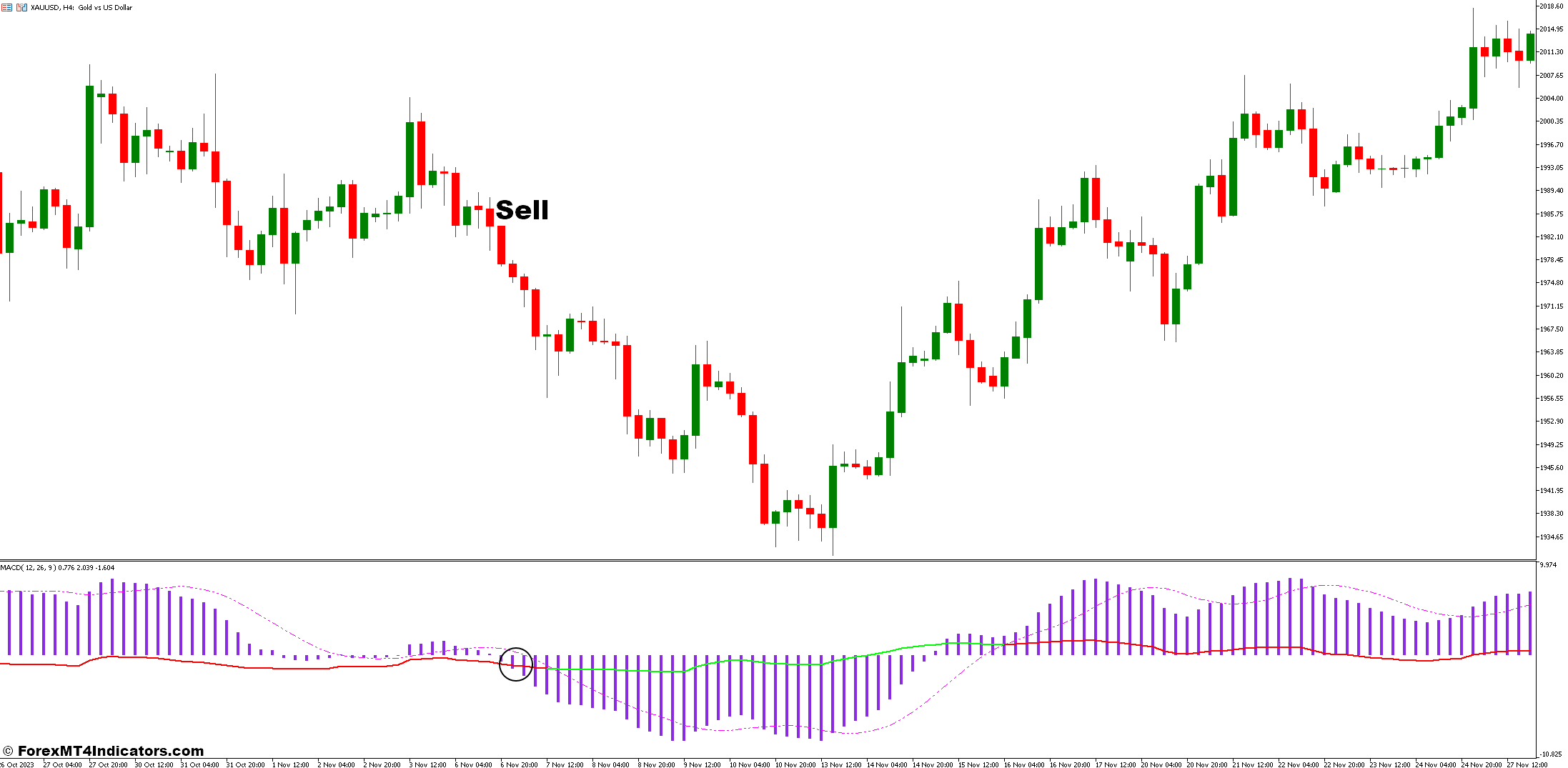MACD RSI MT5 Indicator 3 How to Trade with MACD RSI Indicator - Sell Entry