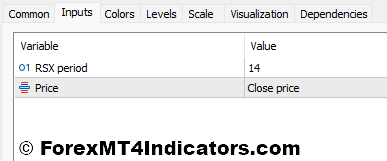 Corrected RSX MT5 Indicator 4 Corrected RSX Indicator Settings
