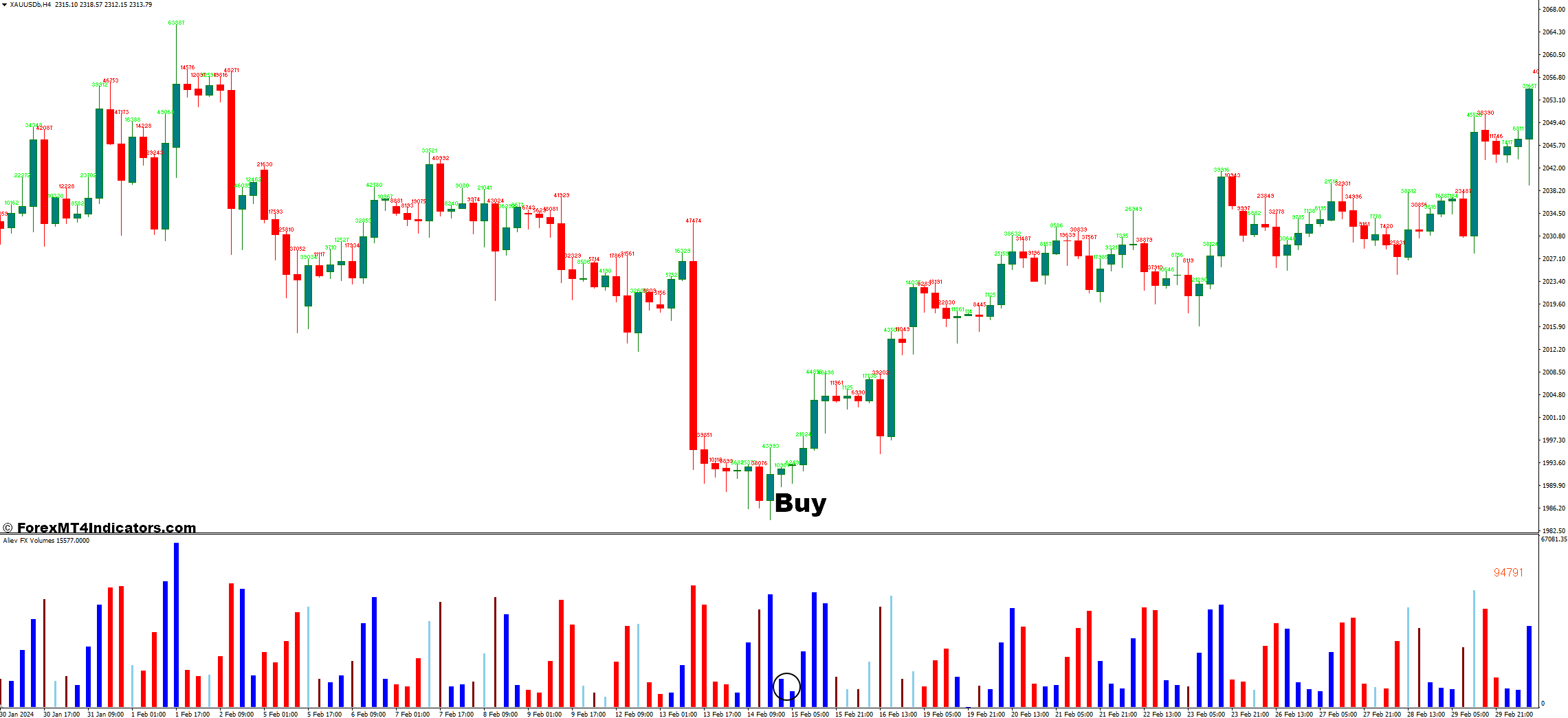 Aliev Fx Volumes MT4 Indicator 2 How to Trade With Aliev Fx Volumes Indicator - Buy Entry