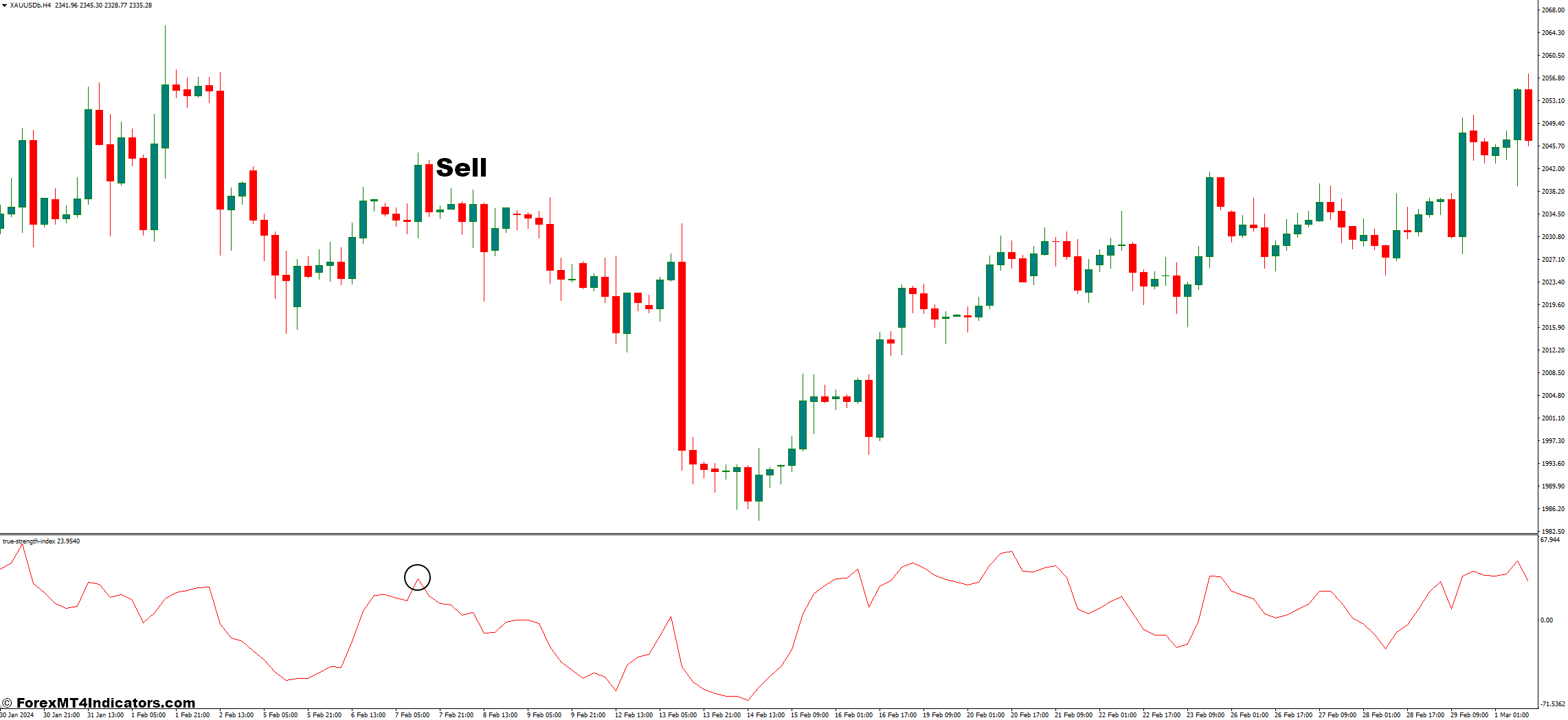 True Strength Index MT4 Indicator 3 How to Trade With The True Strength Index Indicator - Sell Entry