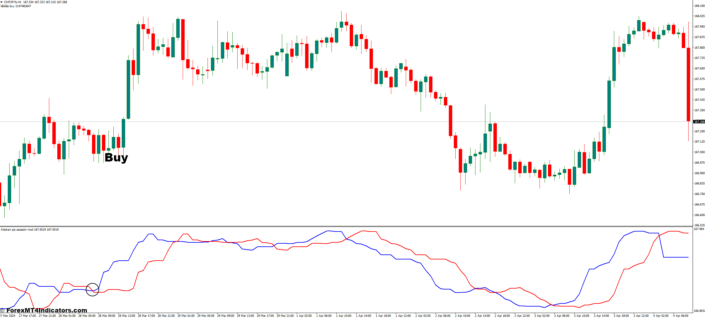 Alaskan Pip Assassin Mod MT4 Indicator 2 How to Trade With the Alaskan Pip Assassin Mod Indicator - Buy Entry