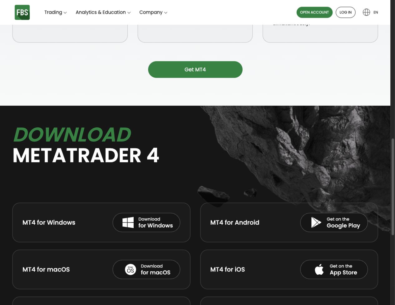 FBS MT4: Download, Login and Setup Guide 1 Official FBS MetaTrader 4 download choices