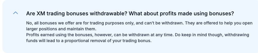 XM Bonus: Deposit Benefits, Eligibility and How to Claim 3 XM Global public answer says trading bonus is not withdrawable and withdrawals remove bonus proportionally
