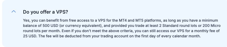 XM VPS: Free Eligibility, Monthly Cost and MT4/MT5 Setup 1 XM Global public VPS answer lists the balance and volume conditions, monthly fee and billing day