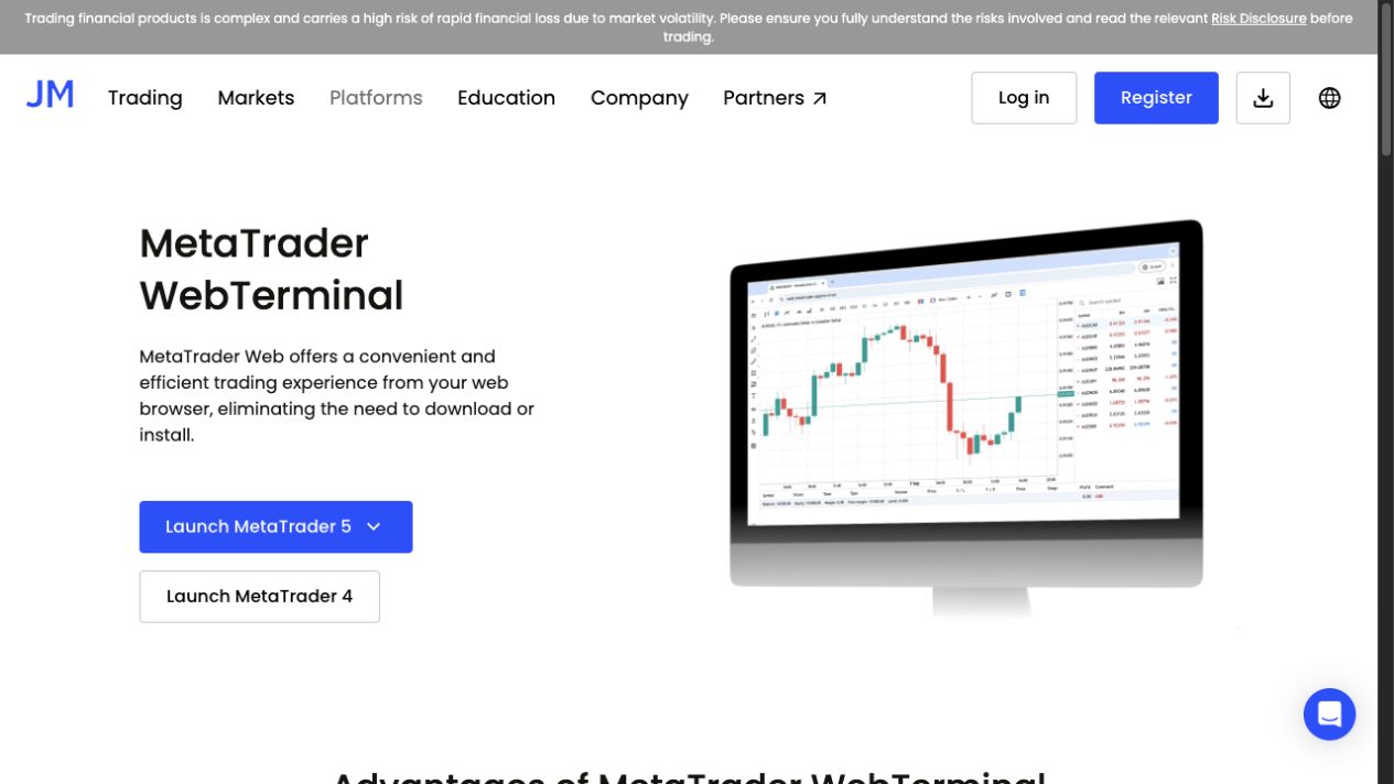 JustMarkets public MetaTrader WebTerminal launch choices
